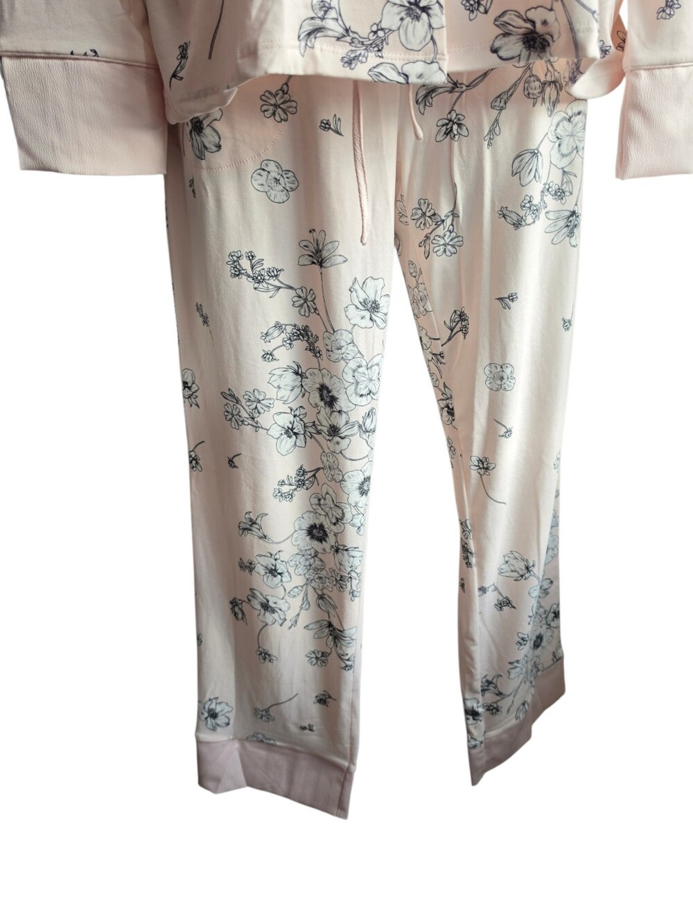 Flora Nikrooz Womens 2 Piece Satin Trim Notch Collar Pajama Set - Pink Size S - Picture 3 of 5